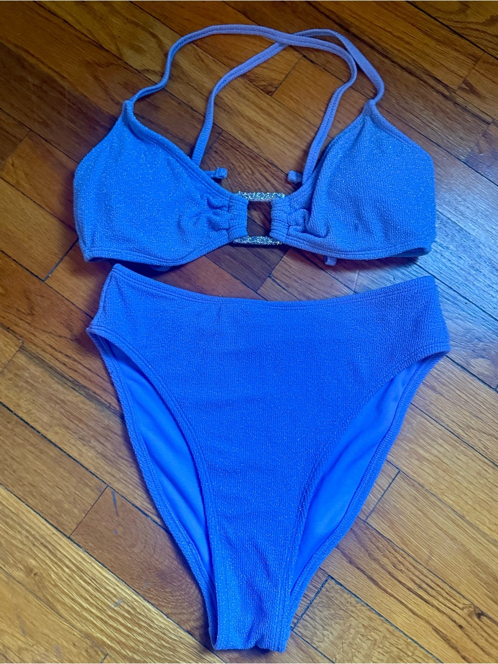 Sparkle purple high waisted Two-Piece Bikini Set